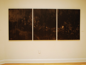 triptych of three vertical painted panels
