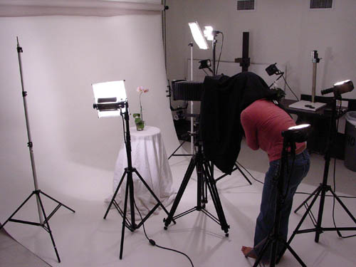 Student using Lighting Studio room