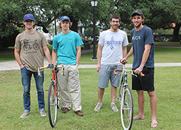Students with bicycles