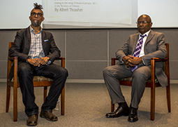 Historian Leon Waters and performance artist Dread Scott, Tulane University