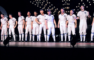 Musical Theatre Workshop Male performers in New York Yankees baseball uniforms