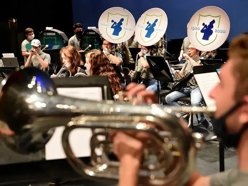 Tulane Marching Band practicing