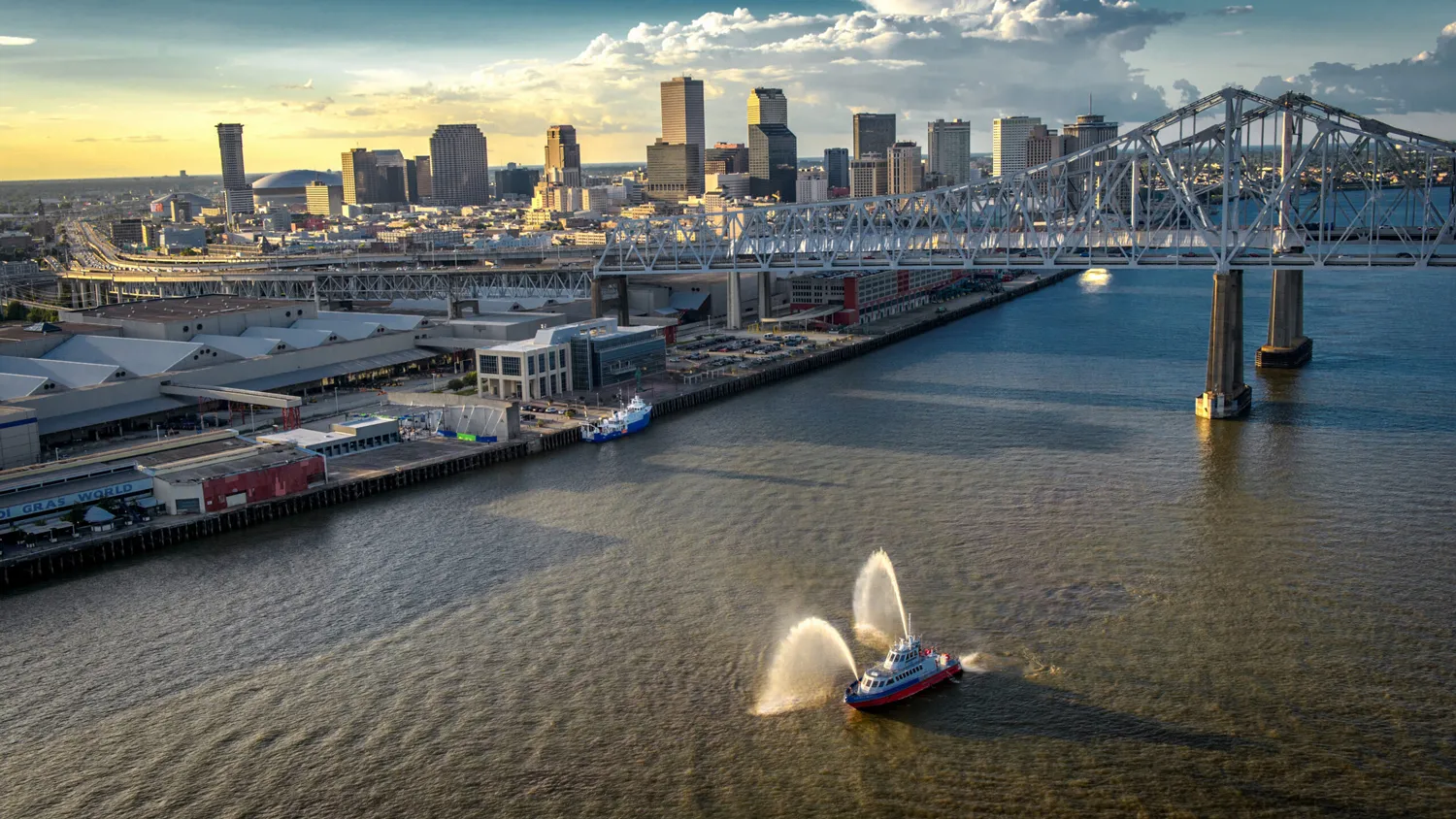 New Orleans Crescent City Connection Overlooking the City