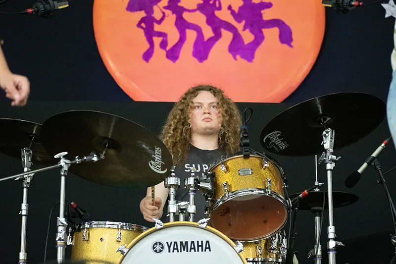 Jackson Schaeffer (SLA ' 25) performing on drums at Jazz Fest 2025