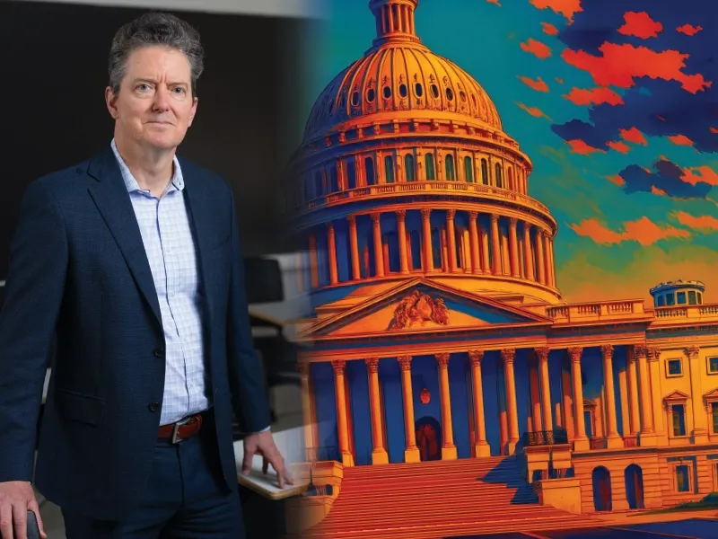 Tulane professor Douglas Harris and illustration of the US Capital