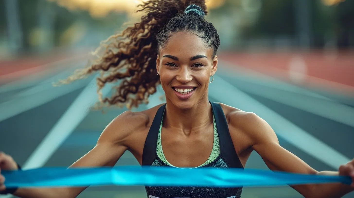 Lady Crossing Finish Line, StockCake