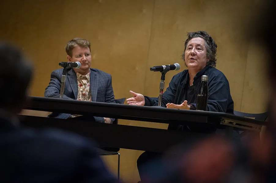 Red V Tremmel and Christine Vachon at the Bobby Yan Lectureship in Media and Social Change