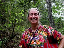 Judith Maxwell, Happy to have reached solid ground at the edge of the stream in the ravine.