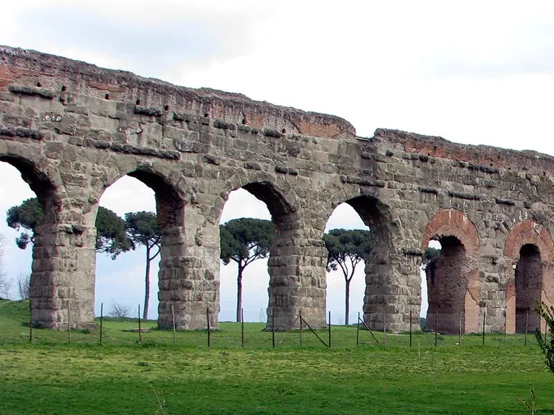 Sharing Water in Ancient Rome. The Aqua Claudiana Aqueducts in Rome.