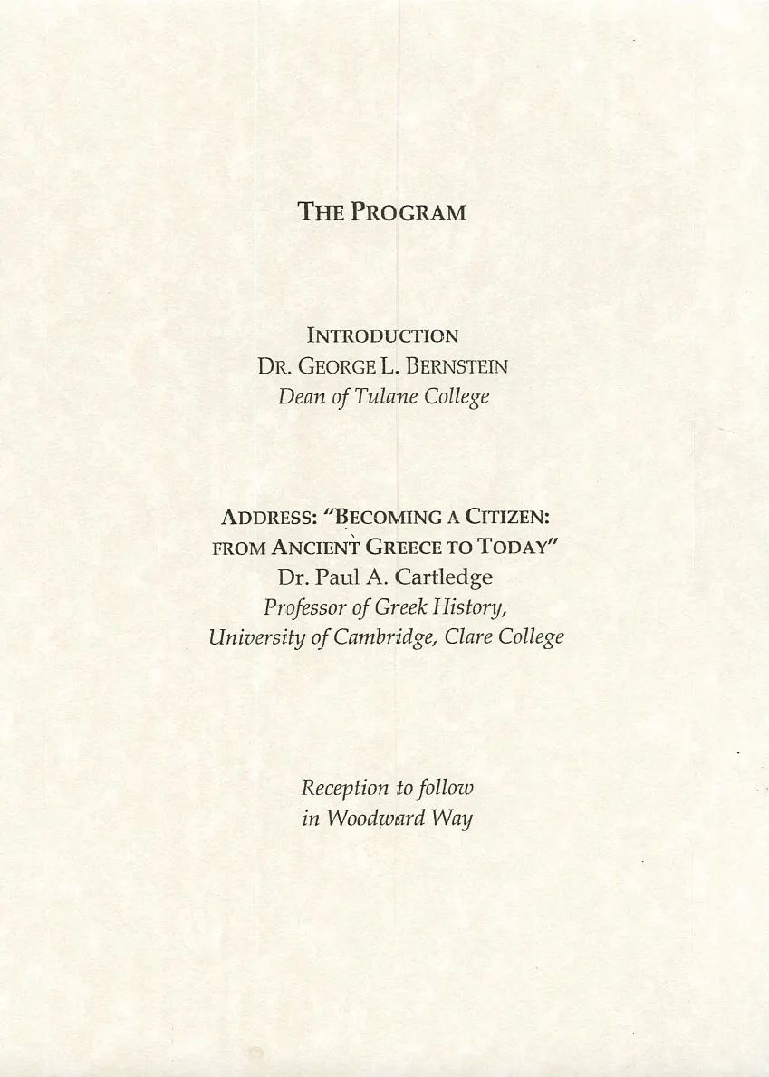 Flyer for the 2004 Georges Lecture: Becoming a Citizen