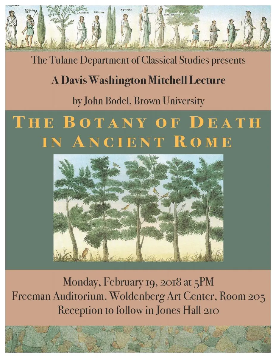 Flyer for the 2018 The Botany of Death in Ancient Rome lecture