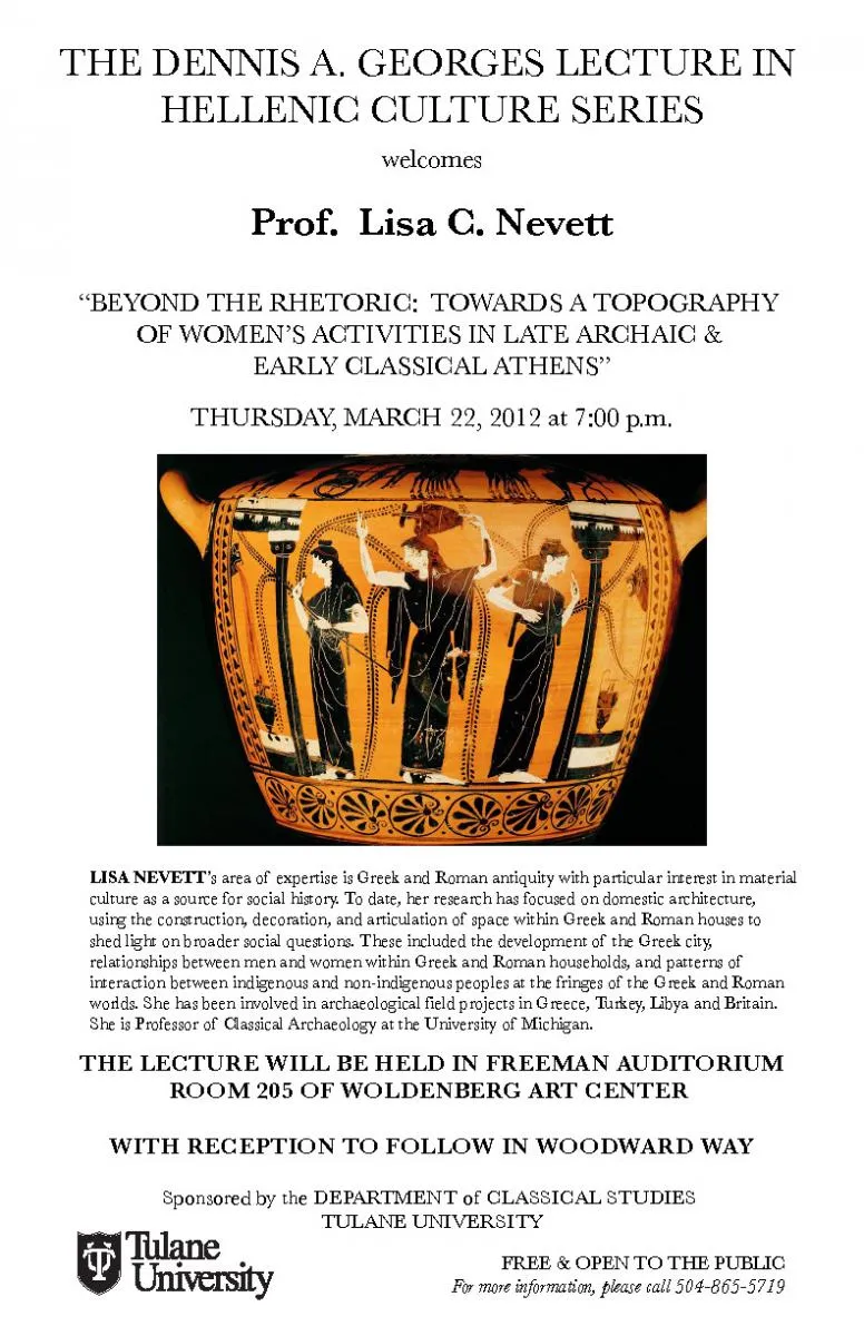 Flyer for the 2012 Georges Lecture: Beyond the Rhetoric