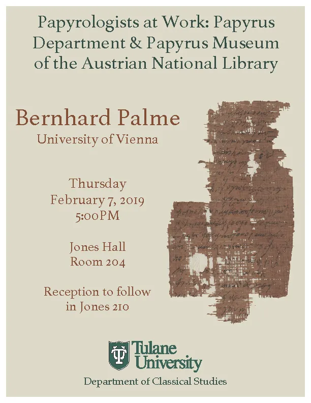 Flyer for the "Papyrologists at Work" lecture