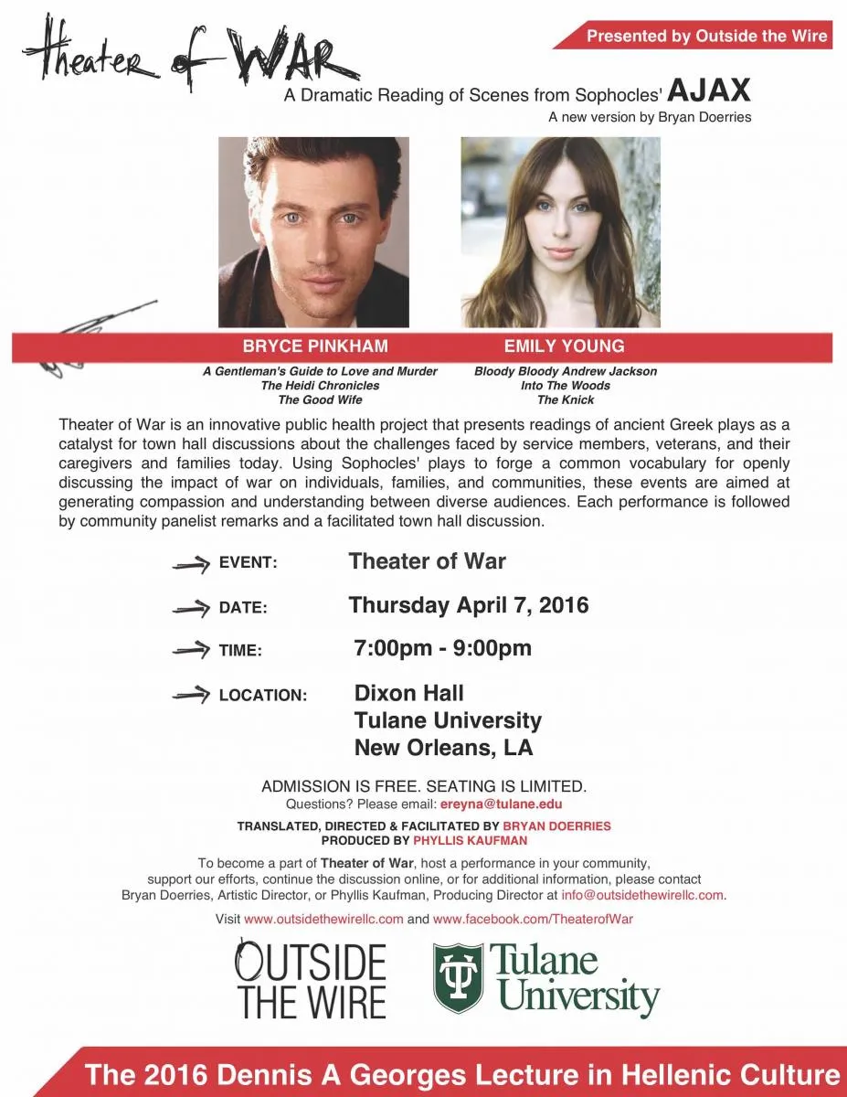 Flyer for the 2016 Georges Lecture: Theater of War